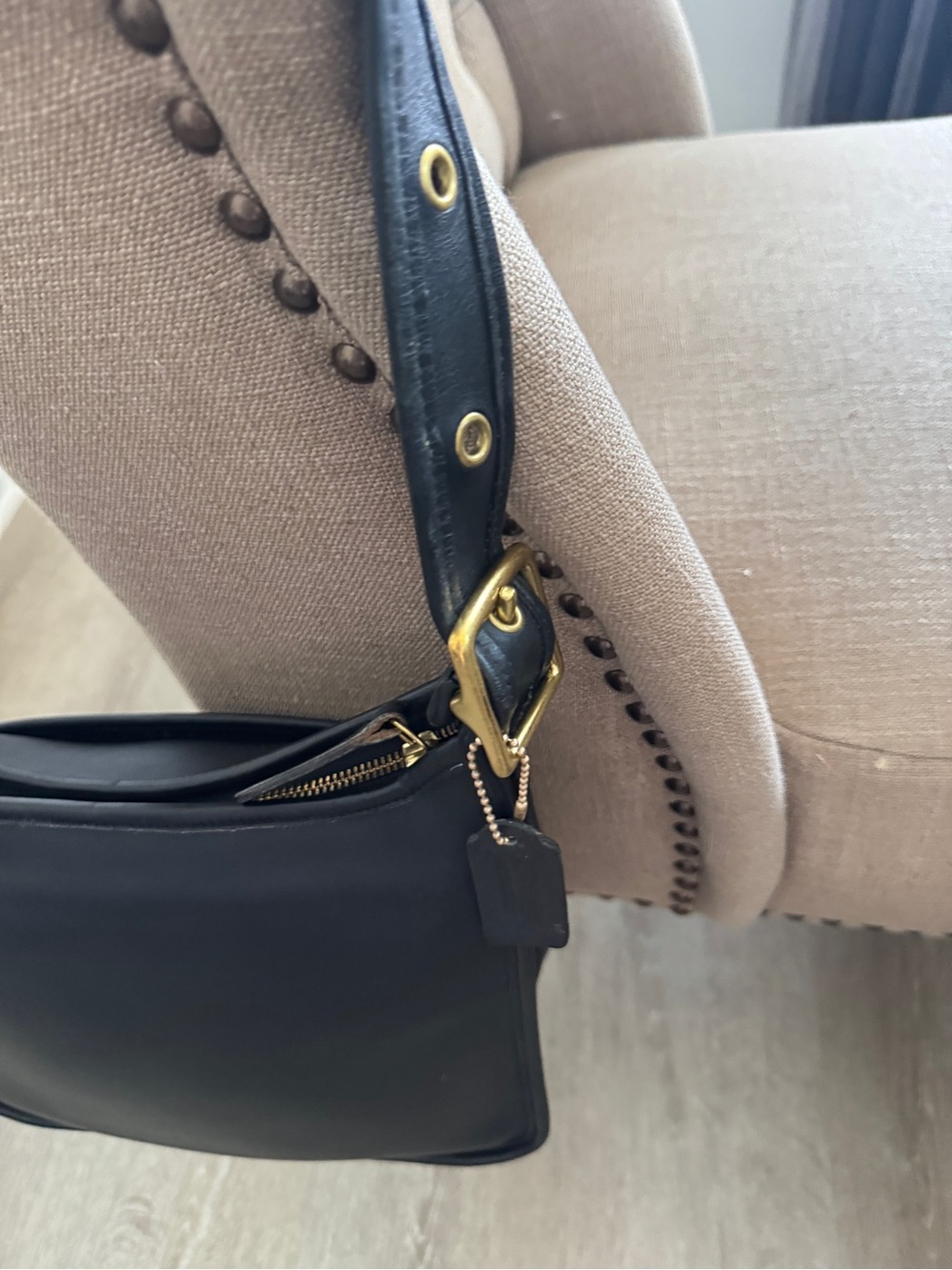 Coach Black Shoulder Bag with Gold Hardware